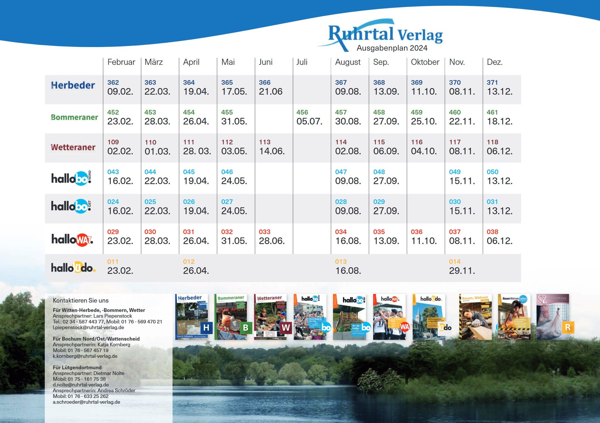 Erscheinungstermine Ruhrtal-Verlag 2024 auf einen Blick